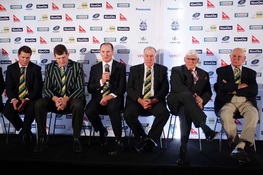 The 2011 ARU Classic Wallaby Statesmen appear on stage