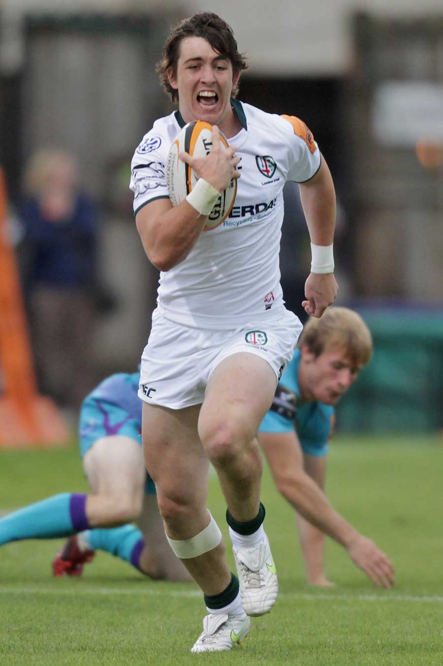 London Irish's Jack Moates injects some pace into an attack