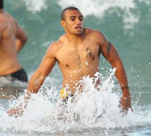 Wallabies scrum-half Will Genia takes a dip, Australia recovery session, Coogee Oval, Sydney, Australia, July 18, 2011