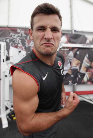 England's Danny Care flexes his biceps, England conditioning session, Pennyhill Park, Bagshot, England, July 20, 2011