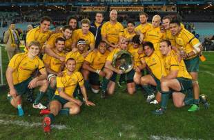 The Wallabies with the Mandela Plate, Australia v South Africa, Tri Nations, ANZ Stadium, Sydney, Australia, July 23, 2011, 