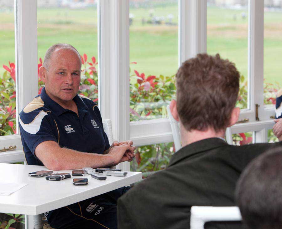 Scotland's Andy Robinson fields questions during their press conference