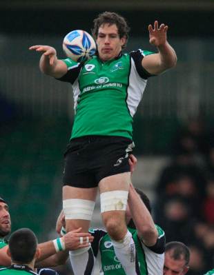 Connacht's Mike McCarthy utilises some lineout ball, Worcester Warriors v Connacht, Amlin Challenge Cup, Sixways Stadium, Worcester, England, December 12, 2009