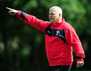 Wales coach Warren Gatland dictates proceedings, Wales training session, Vale of Glamorgan Resort, Cardiff, Wales, August 4, 2011