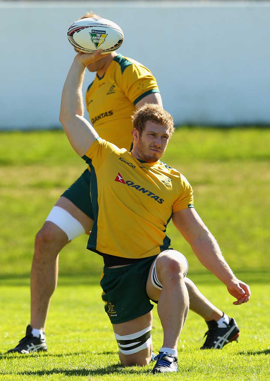Australia's David Pocock warms up in training