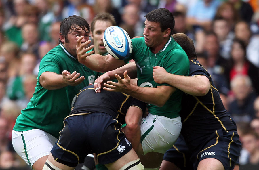 Ireland's Denis Leamy loses control of the ball