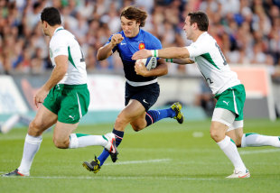 France wing Alexis Palisson makes a break, France v Ireland, World Cup warm-up Test, Stade Chaban Delmas, Bordeaux, France, August 13, 2011
