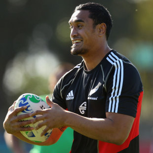 Jerome Kaino enjoys a run at All Blacks training, New Zealand training session, Xerox Arena, Port Elizabeth, South Africa, August 14, 2011