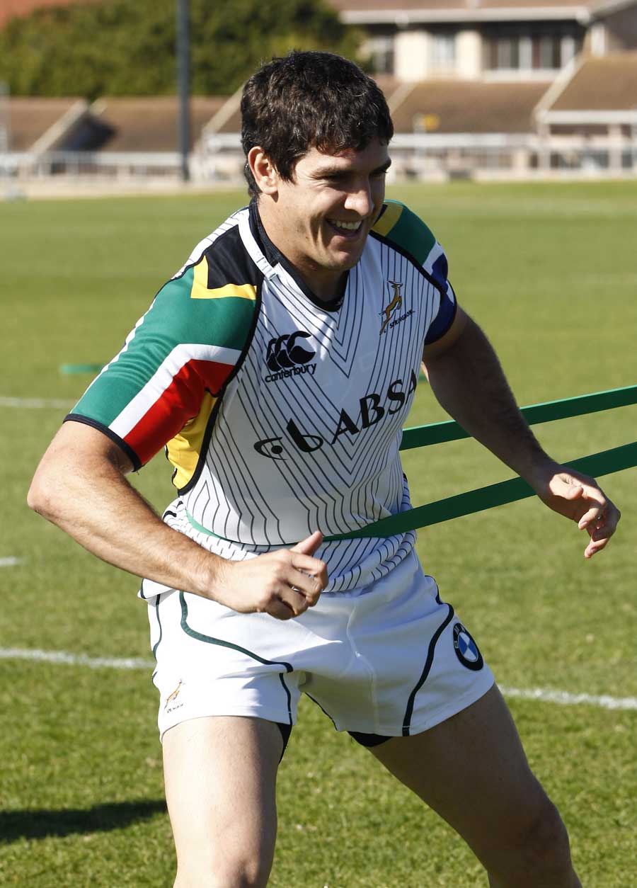 South Africa's Jaque Fourie in action during training
