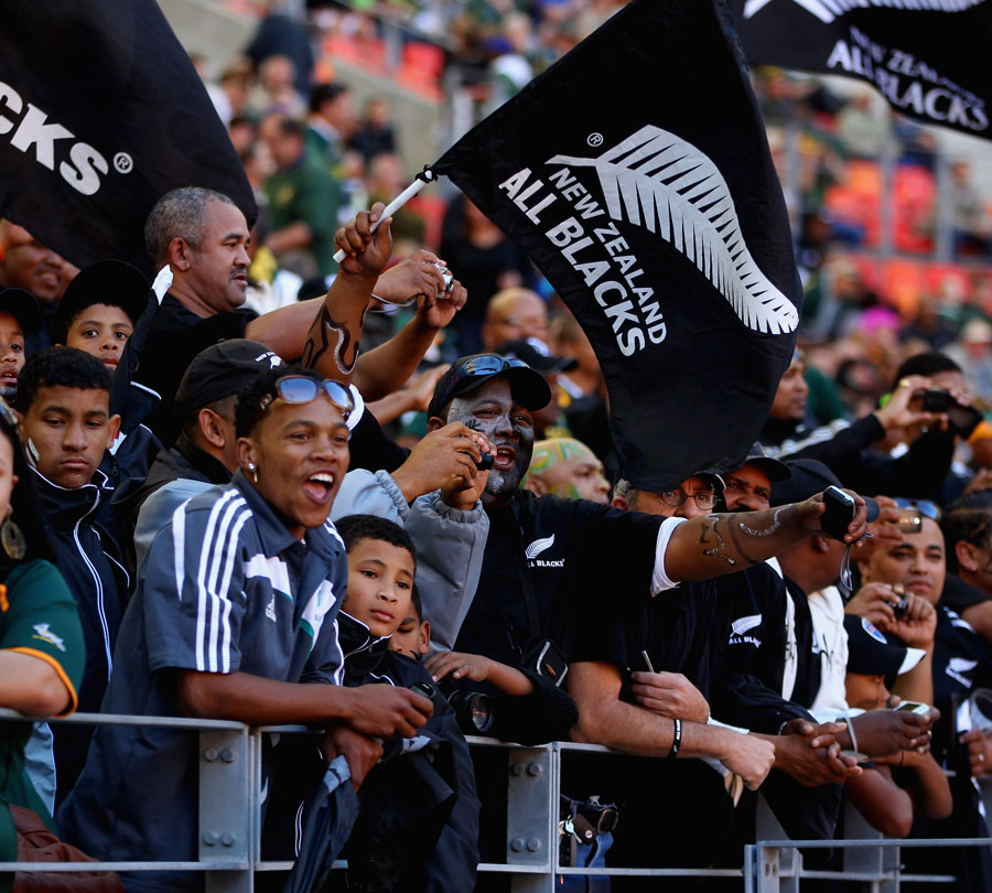 New Zealand fans cheer on their side in Port Elizabeth