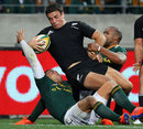 New Zealand's Richard Kahui powers over for a try