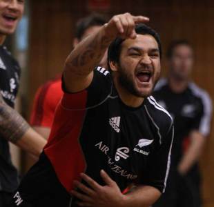 Piri Weepu claims a wicket in indoor cricket on the day the All Blacks squad was announced for the World Cup, Hilton Hotel, Brisbane, Australia, August 23, 2011