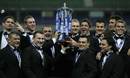 France celebrate with the Six Nations trophy