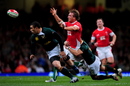 Andy Powell of Wales passes the ball during the match between Wales and South Africa