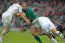 Ireland's Geordan Murphy runs into an England wall