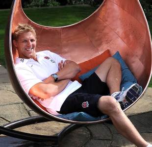 England captain Lewis Moody is in relaxed mood prior to flying out to New Zealand, Pennyhill Park, Bagshot, England, August 29, 2011