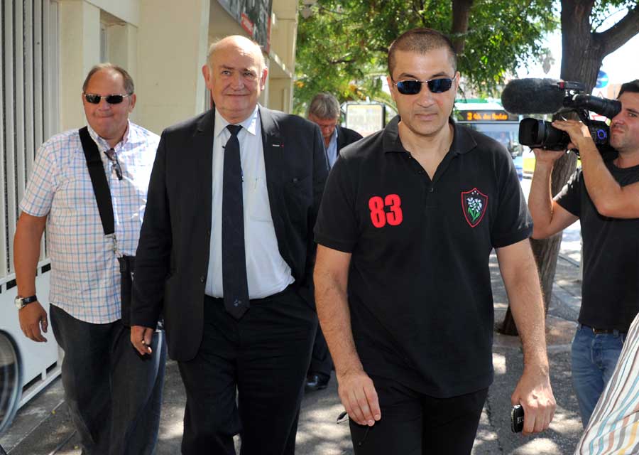  Pierre Camou and Mourad Boudjellal arrive for the press conference