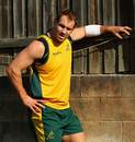 Wallabies' Rocky Elsom takes a break during training