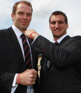 Wales' Alun Wyn Jones and Sam Warburton pose for the cameras, Vale Hotel, Hensol, Wales, August 31, 2011