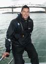 England's Shontayne Hape poses while aboard a yacht