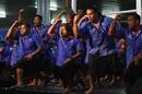Samoa greet their Kiwi hosts with the siva tau