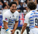 Castres captain Chris Masoe is ecstatic after his try