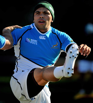 Bryan Habana warms up during a Springboks training session, South Africa training session, Rugby League Park, Wellington, New Zealand, September 5, 2011