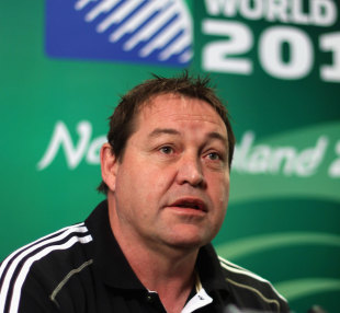 All Blacks assistant coach Steve Hansen addresses the media, New Zealand press conference, Rugby World Cup, Heritage Hotel, Auckland, New Zealand, September 6, 2011

