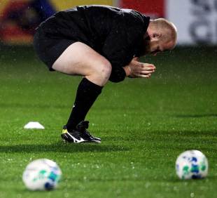 England's Dan Cole feels the cold during training, Carisbook, Dunedin, New Zealand, September 8, 2011
