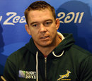 South Africa captain John Smit talks to journalists