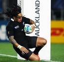New Zealand's Ma'a Nonu crosses for the All Blacks' sixth try against Tonga