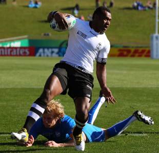 Fiji's Vereniki Goneva crosses the line, Fiji v Namibia, Rugby World Cup, Rotorua International Stadium, New Zealand, September 10, 2011