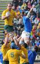 Australia's Rocky Elsom claims the lineout
