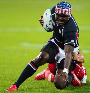 USA's Taku Ngwenya attempts to break away, USA Eagles v Russia, Rugby World Cup, Stadium Taranaki, New Plymouth, New Zealand, September 15, 2011

