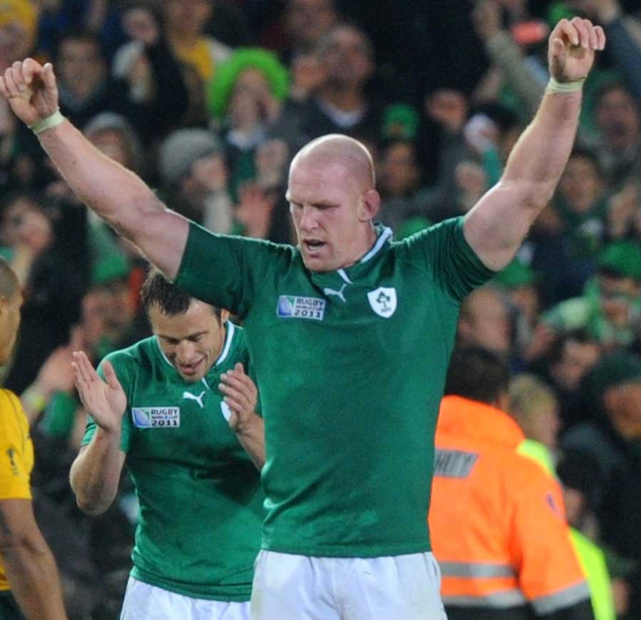 Ireland's Paul O'Connell celebrates his side's historic win over Australia