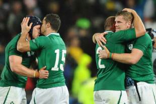 Ireland's players revel in their win over Australia, Australia v Ireland, Rugby World Cup, Eden Park, Auckland, New Zealand, September 17, 2011