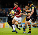 Sale fullback Rob Miller breaks through the Wasps defence