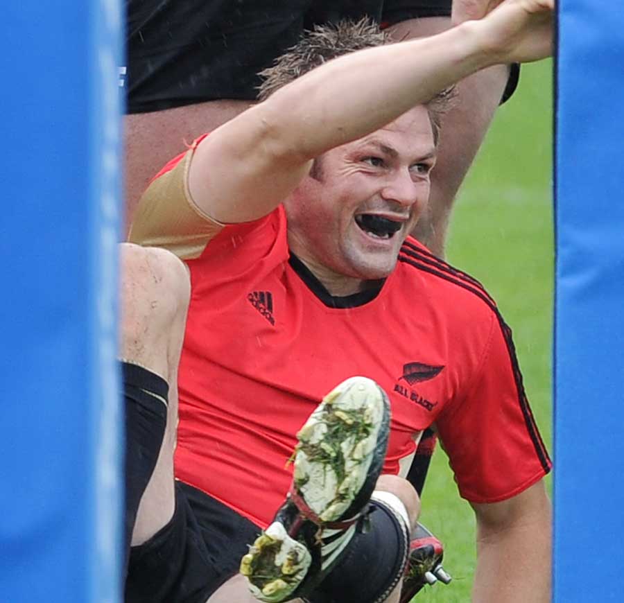It's all smiles as All Blacks captain Richie McCaw is back in training