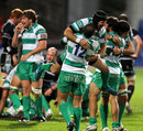 Treviso's players celebrate their historic away win