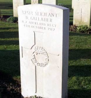 The gravestone of legendary All Blacks captain Dave Gallaher, November 6 2000
