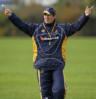Australian rugby-union coach Robbie Deans is pictured during a team training session in west London as Australia prepare to play against England at Twickenham on November 11, 2008. 