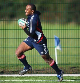 Joe Rokocoko of the All Blacks in action during a New Zealand All Black training session at Westmanstown sports complex on in Dublin Ireland November 11, 2008. 