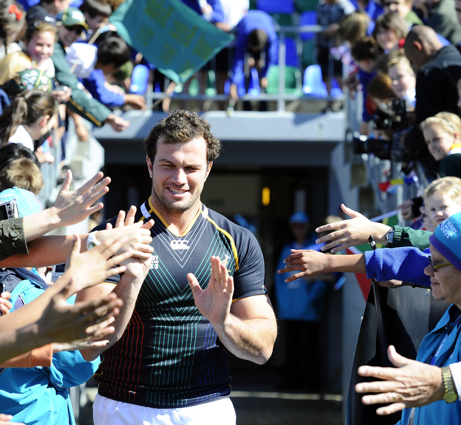 South Africa's Bismarck du Plessis is greeted by supporters