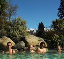 James Horwill, Stephen Moore, Rob Simmons and Pat McCabe relax in a hot pool