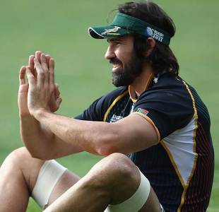 South Africa's Victor Matfield counts his blessings after being named in the side for their Pool D clash with Samoa, North Harbour Stadium, Auckland, New Zealand, September 29, 2011