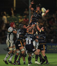 Worcester's Neil Best claims a lineout