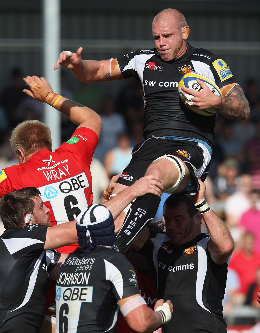 Exeter's James Scaysbrook collects the lineout ball
