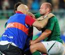 Ireland's Rory Best feels the force of the match