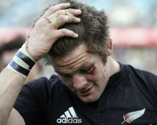 A battered and bruised Richie McCaw, South Africa v New Zealand, Tri-Nations, Royal Bakofeng Stadium, Rustenburg, South Africa, September 2, 2006 