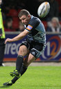 Glasgow Warriors fly-half Duncan Weir strikes a penalty
